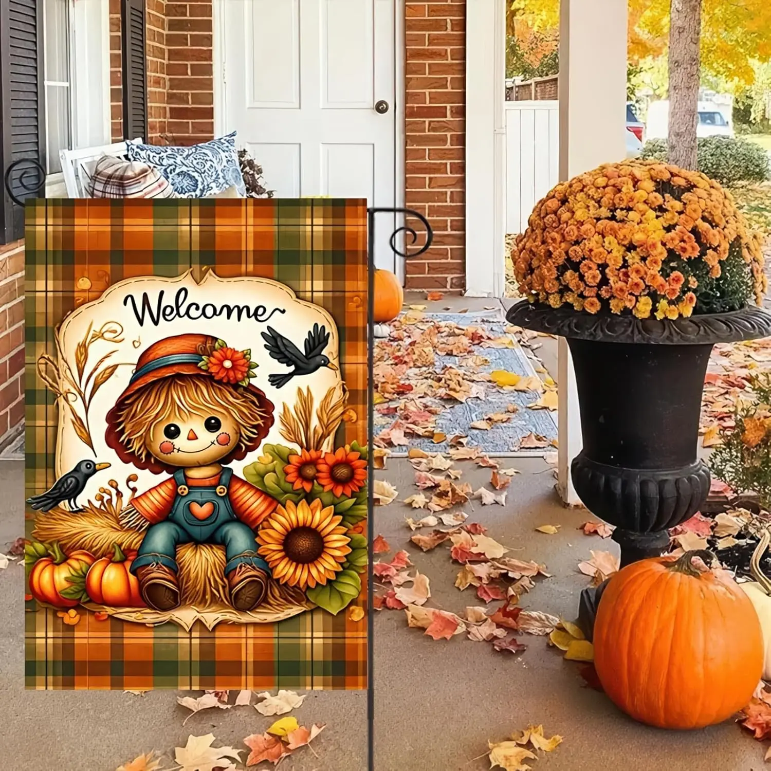 Happy Fall Garden Flags - Double Sided Autumn Flag Scarecrow Pumpkin Yard Decorations - 12 x 18 Inch Small Fall Yard Garden jjp