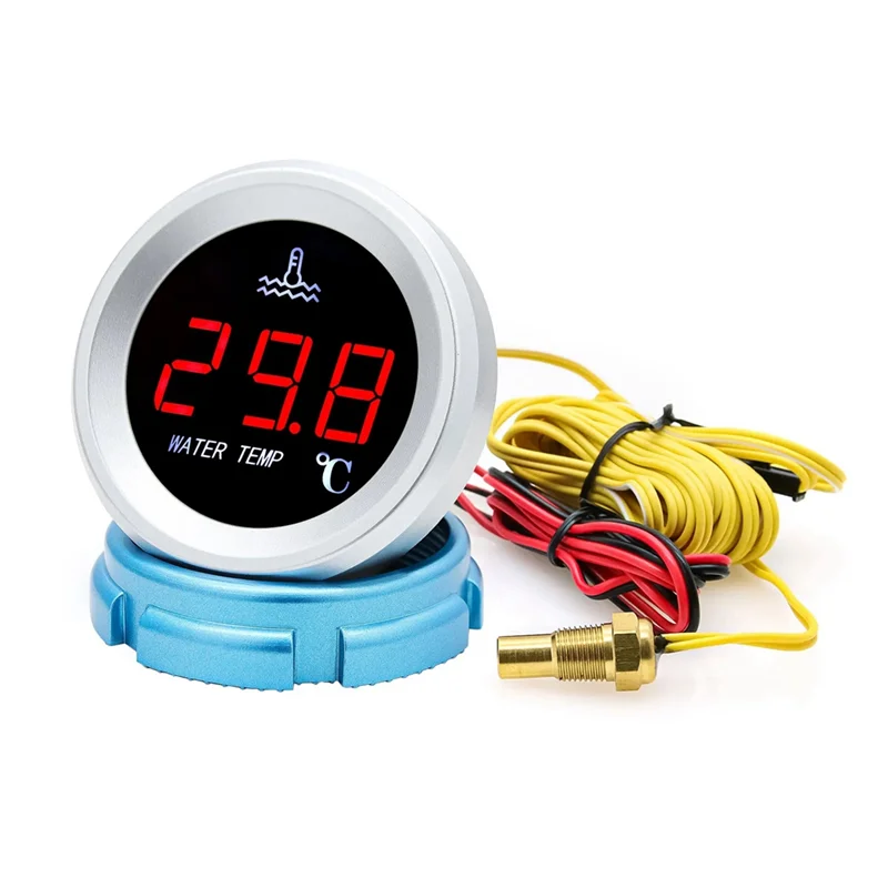 52 مللي متر مقياس درجة حرارة الماء سيارة الرقمية متر شاشة LED مع وظيفة إنذار استشعار درجة الحرارة-N25R #5