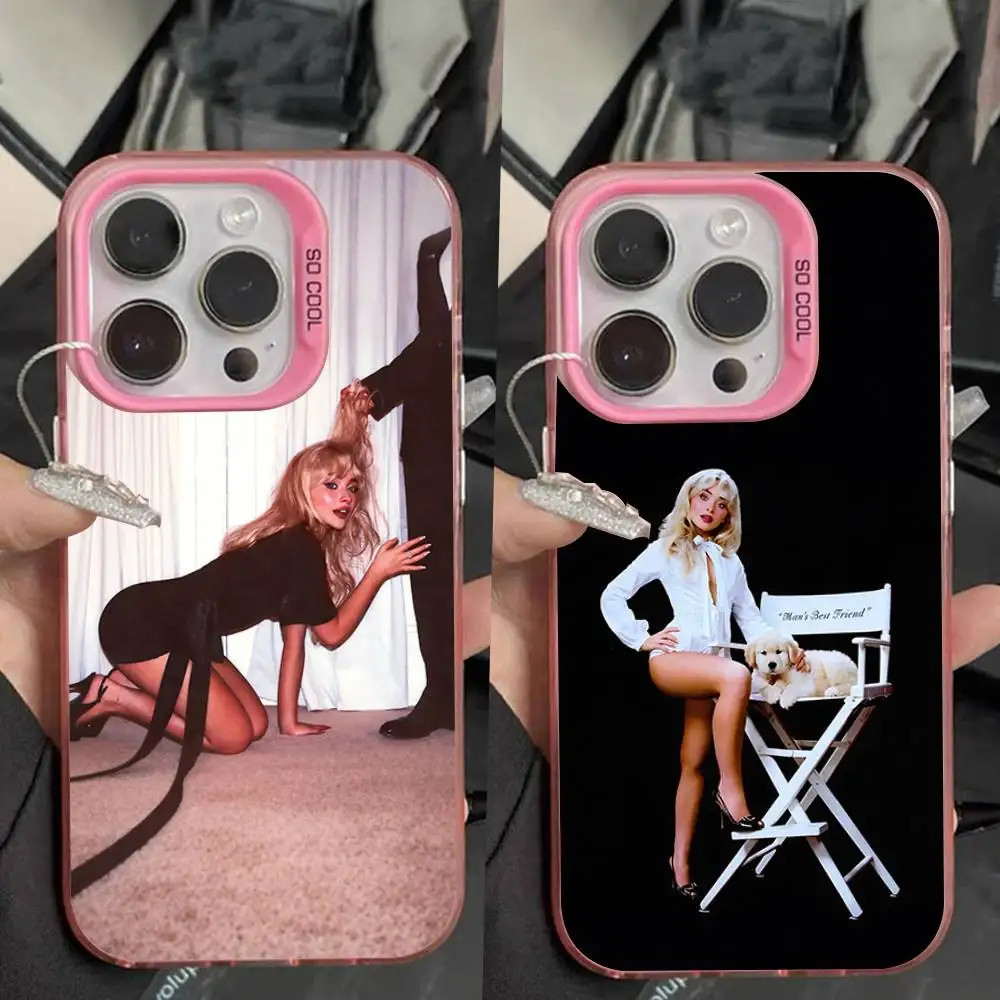 

S-Sabrina Man s Best Friend Phone Case For iPhone 16,15,14,13,12,11,Pro,Max,Plus,Mini,XS,SE Anti Fall Pink Matte Hard Bumper