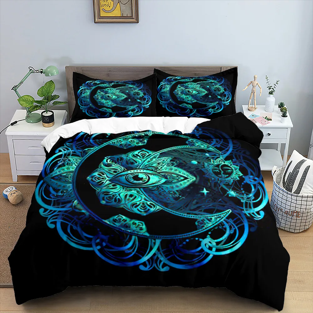 Mandala Duvet Cover Set King Queen Twin Full Size Moon Sun Eye Boho Chic Floral Polyester Quilt Cover For Kid Boys Bedding Set