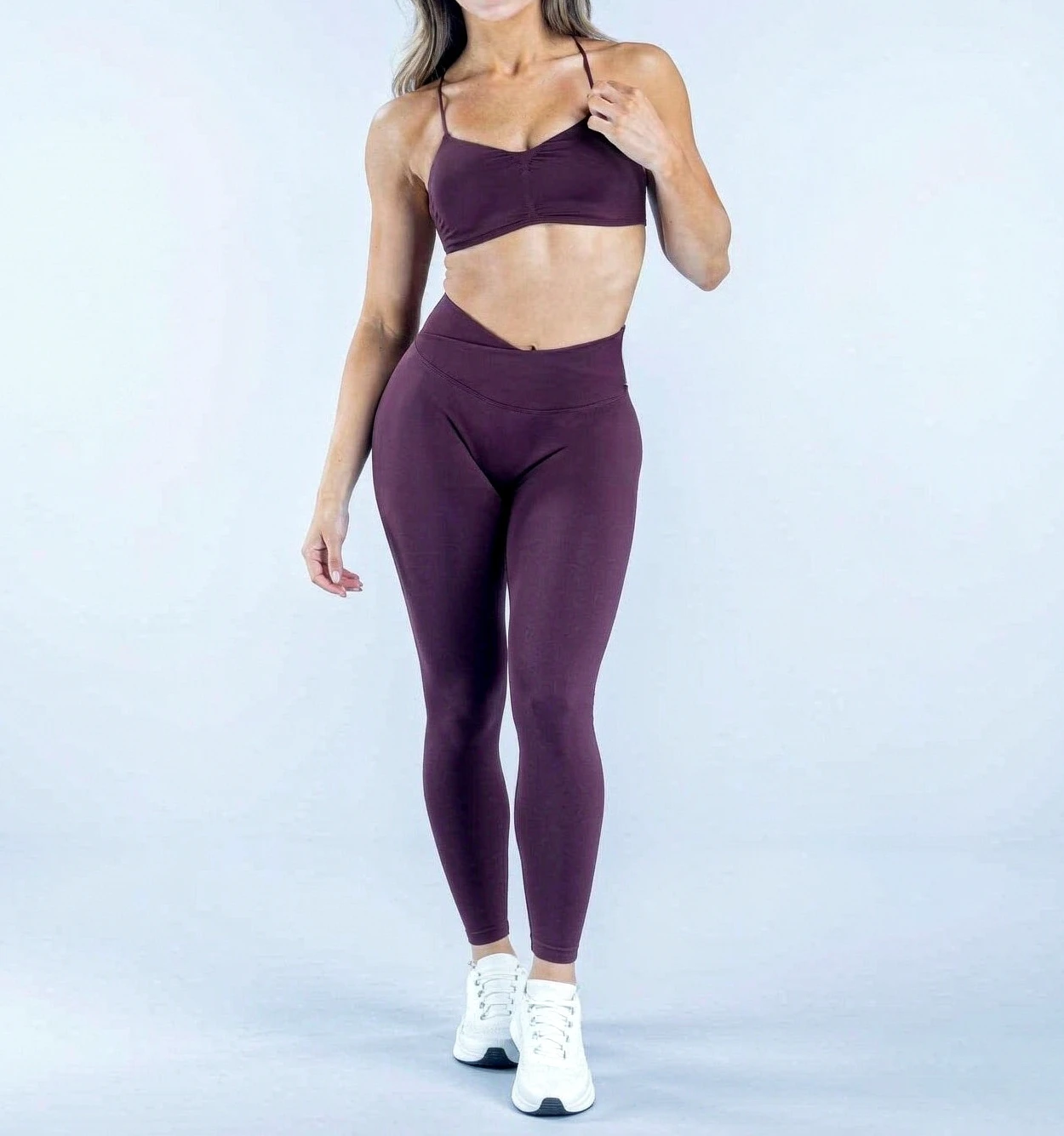 NO LOGO 2 piece sports set summer new yoga suit women's sports set sports cross backless yoga top leggings Pilates fitness set