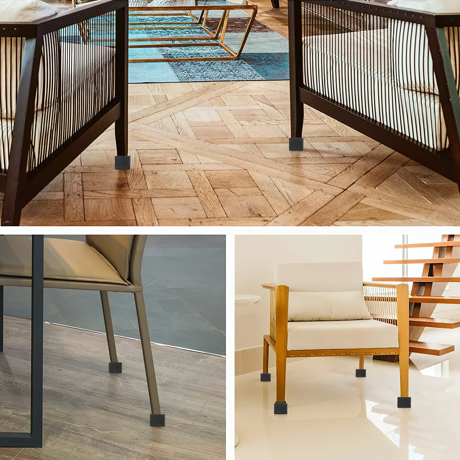 

12Pcs Square Chair Leg Floor Protectors Durable Furniture Pads for Hardwood Floors Square Chair Leg Floor Protectors