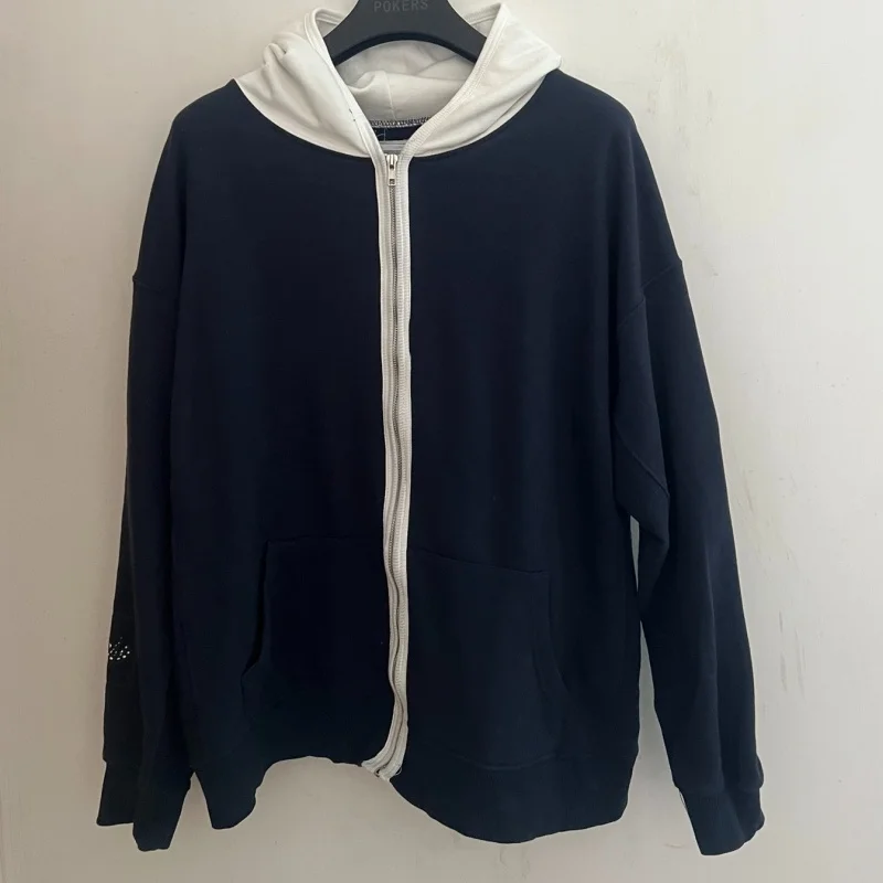 

Retro Harajuku Cotton Patchwork Cardigan Cavempt Zipper Hoodie Casual Loose Men Women C.E Hooded Jacket