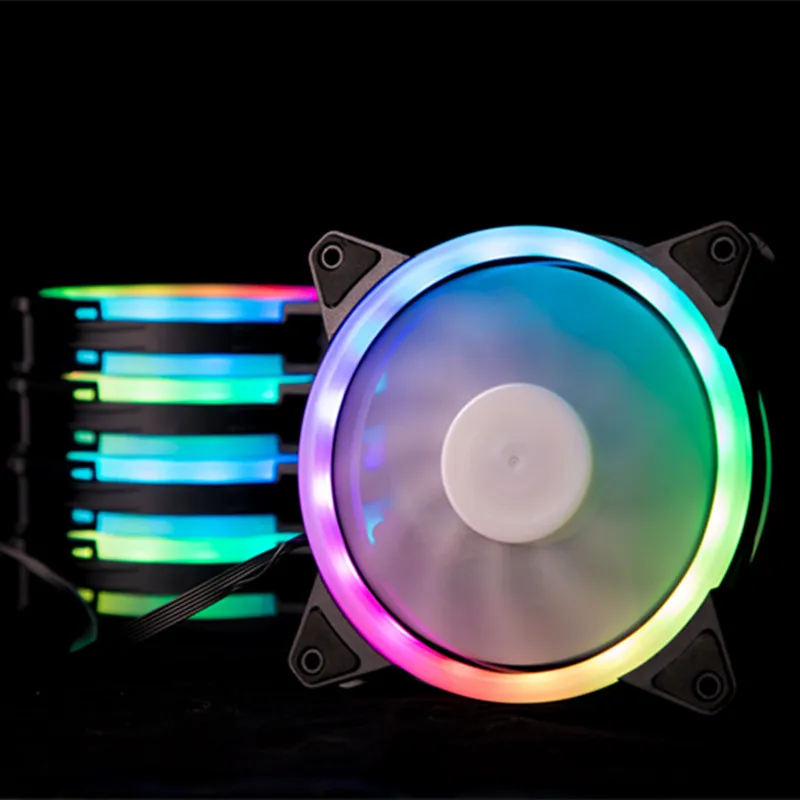 6-pin RGB computer case cooling fan, double-dome surround-style lighting effect, creating a computer case with a seaside view. view 6