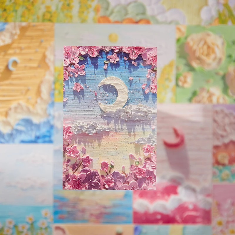 30Pcs Oil Painting Literary Postcard Gift Message Greeting Card Invitation Card Gift Wall Sticker Set Card