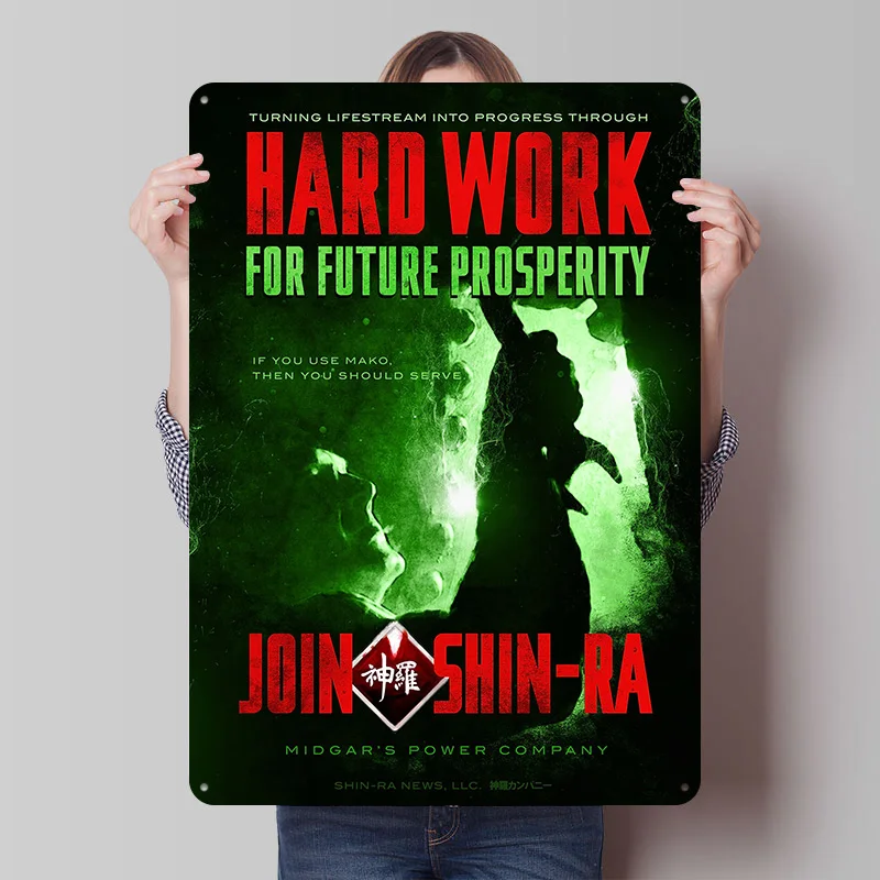 Fantasy VII Inspired Join Shin Metal Poster Custom Wall Art Retro Vintage Tinplate Signs for Man Cave Decoration Home Desk Decor