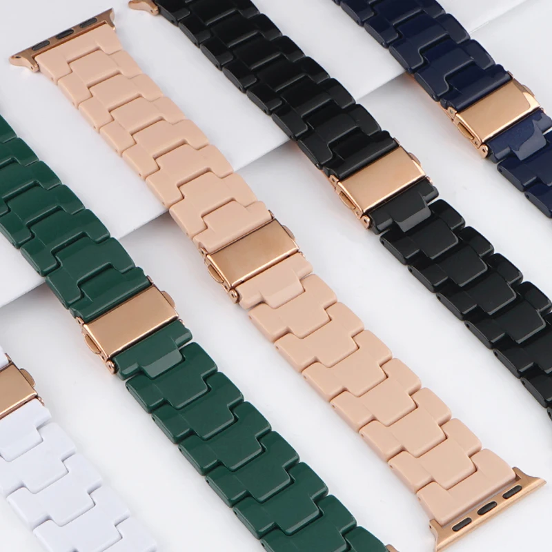 For Apple Watch 8 Ultra 49MM Band Series 6 5 4 Imitation Resin Strap 42MM 38MM For Iwatch 7 Strap 45mm 41MM Watch Case 40MM 44MM