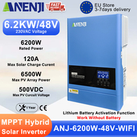 ANENJI 6.2KW 48V Hybrid Solar Inverter 230V Pure Sine Off Grid On Grid Inversor 120A MPPT Solar Charge Controller for PV panels