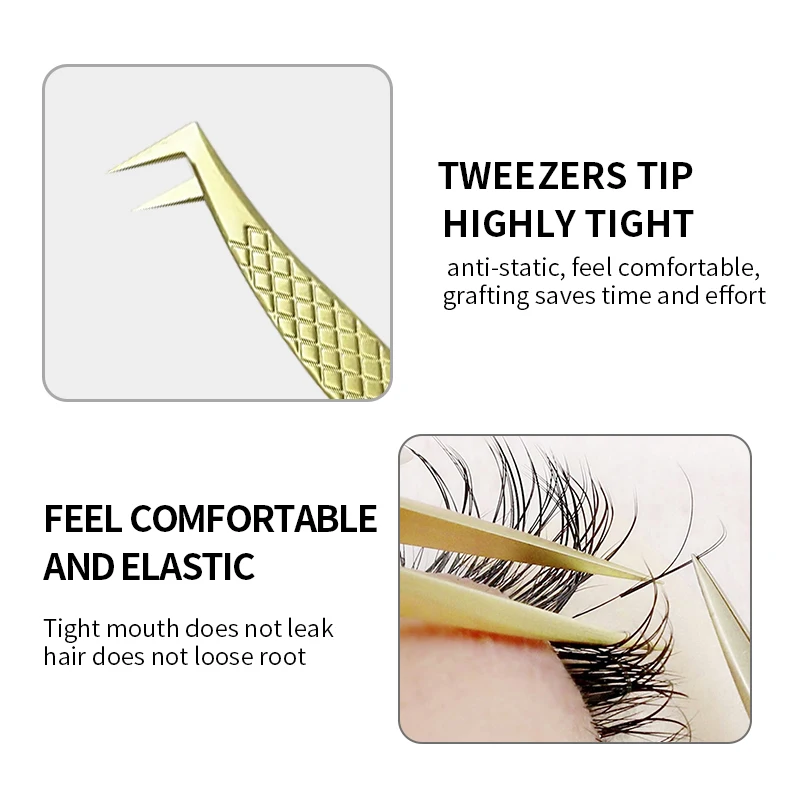 Didesun High Precision Light Weight Gold Lash Tweezers For Eyelash Extension Tweezers Fiber Tips