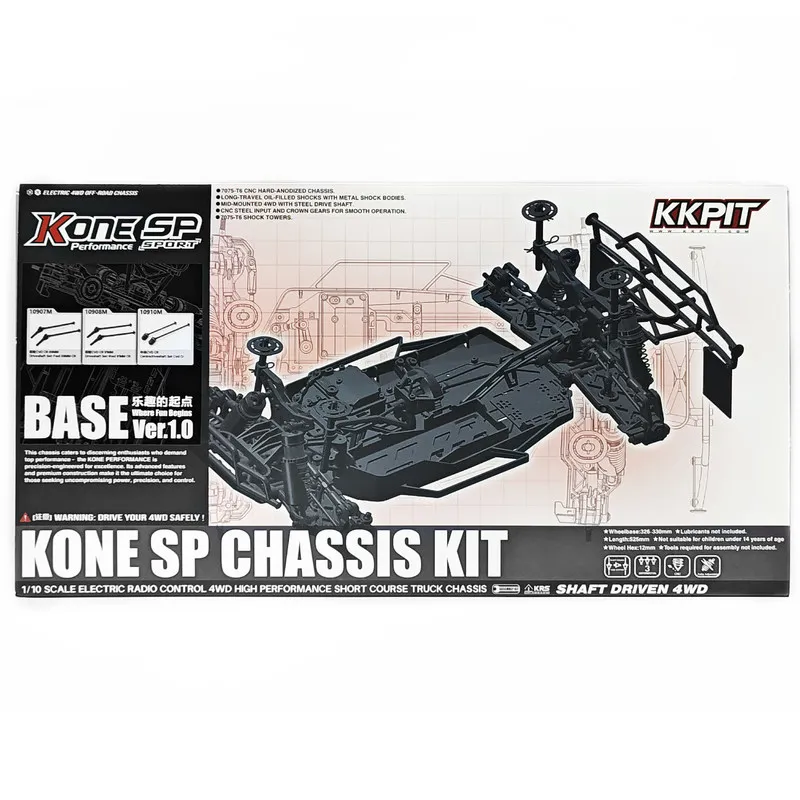 KKPIT KONE SP 1/10 RC Electric 4WD Short Course Truck Chassis Kit 330mm Wheelbase High Performance Shaft Driven Off Road Racing