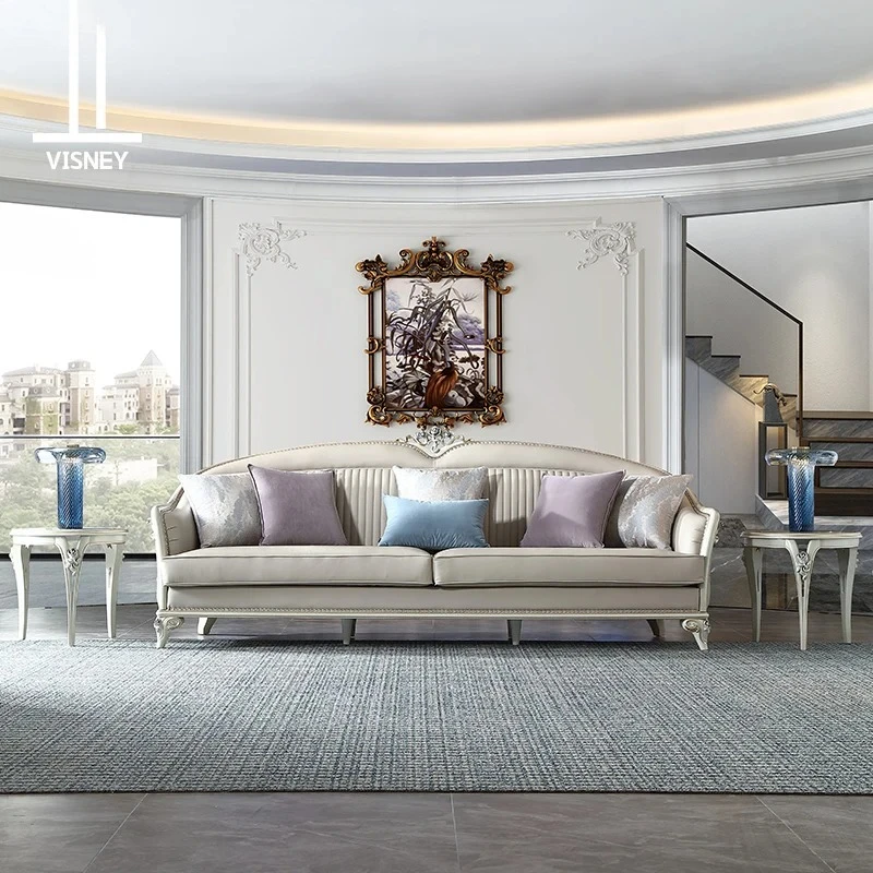

light luxury leather sofa living room first layer cowhide sofa three-person high-end sofa