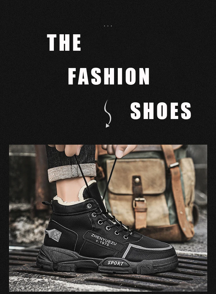 Herren-Schneestiefel, mit Fleece gefüttert für Wärme, verschleißfest und rutschfest, leicht und atmungsaktiv, weich und bequem, trendig und lässig, geeignet für Outdoor-Aktivitäten, Arbeit und Pendeln im Herbst und Winter. – Detail 2