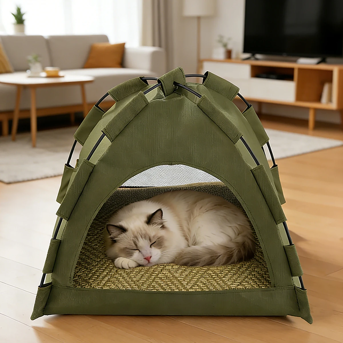 

Foldable Cat House Pet Tent Semi-enclosed Removable Double Sided Mat Pet Furniture And Beds All-round Breathability Cat Supplies