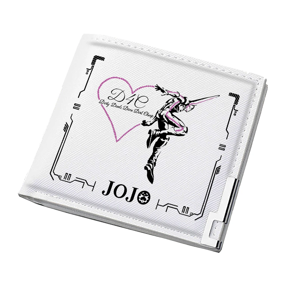 

JoJo's Bizarre Adventure Аниме Короткие кошельки Мультяшный держатель для удостоверений личности Маленькие тонкие сумки для денег из искусственной кожи Мужской белый кошелек Мини-клатч