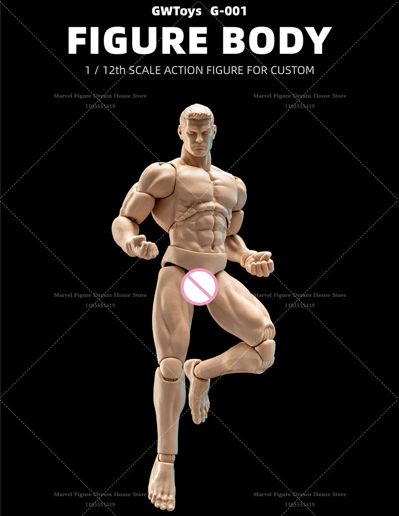 Na stanie GWToys G001 Model w skali 1/12 z realistycznym malowaniem, ruchome mięśnie, męskie ciało, pasuje do figurek akcji 6-calowych, kolekcja.