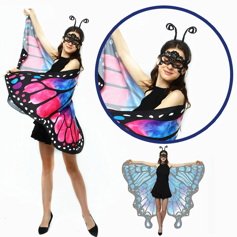 Ali di farfalla mantello accessori per giochi di ruolo Stage Dress up scialle Party Costume puntelli accessori per costumi con ala di farfalla sfumata