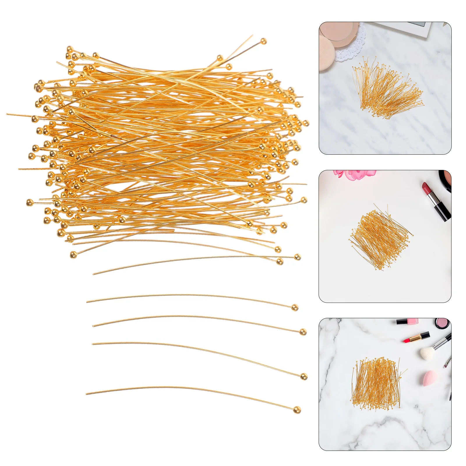 

200 шт., круглые булавки с шаровой головкой, медные принадлежности для самостоятельного изготовления ювелирных изделий, 50 мм, ожерелье с бисером, серьги, браслет, фурнитура