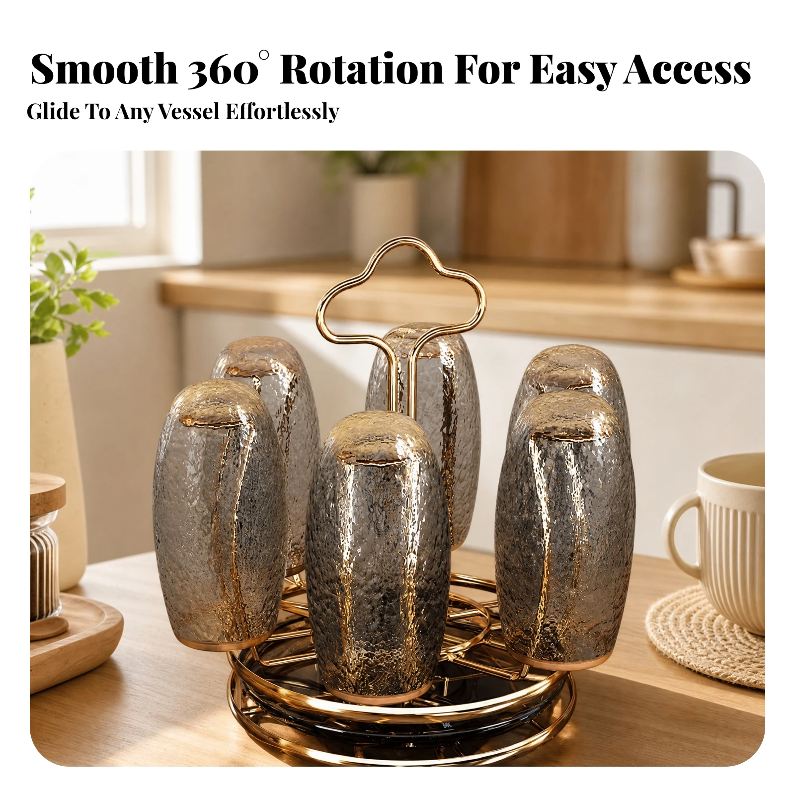 Cup Drying Rack with Moisture-Collecting Tray Sturdy Rotating Cup Drying Rack Stable Easy to Clean for Pantry, Dining Area