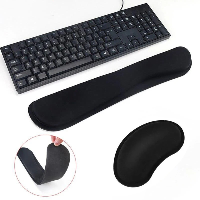 مسند معصم للوحة المفاتيح والماوس مريح لكتابة المكتب وحماية الاسترخاء من إسفنج الذاكرة للمعصم ولوحة ماوس للكمبيوتر المحمول ولوحة مفاتيح وماوس