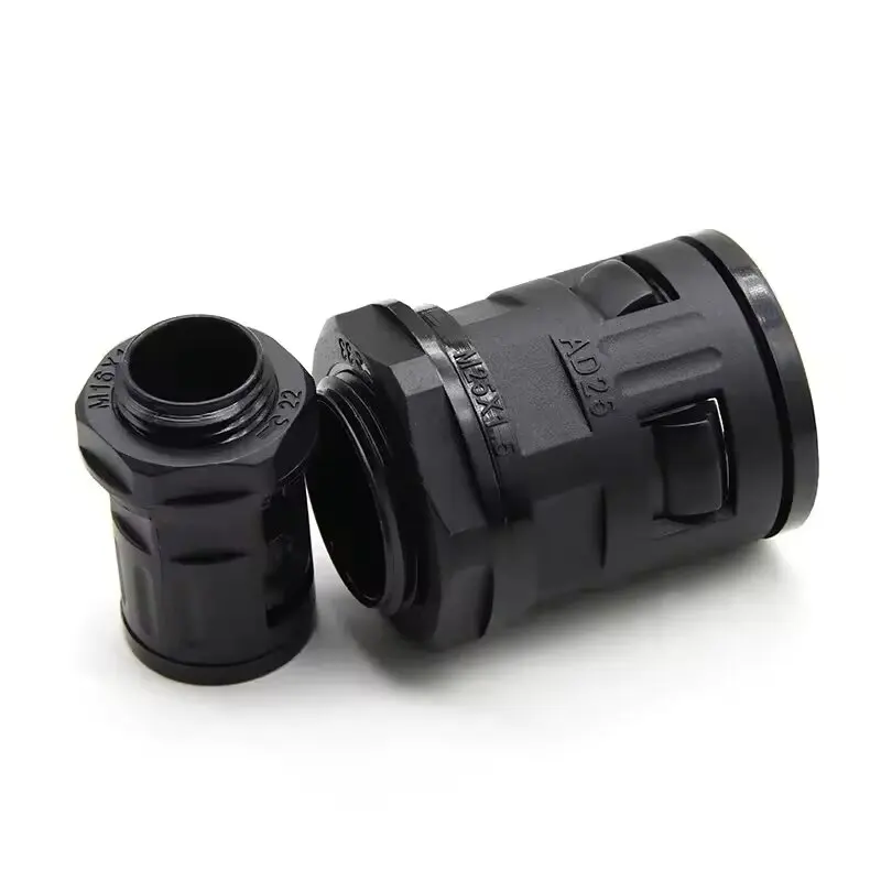 Nylon Plastic Flexible Conduit Fitting For Plastic Bellows, Nylon Direct Insertion Lock Nut Fixed Connection,
