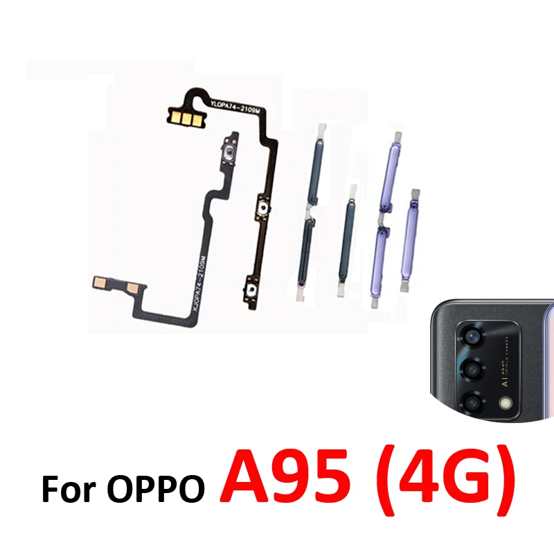 For Oppo A95 4G CPH2365 Phone New Power Volume Button On Off Up Down External Key With Internal Flex Cable Repair Parts