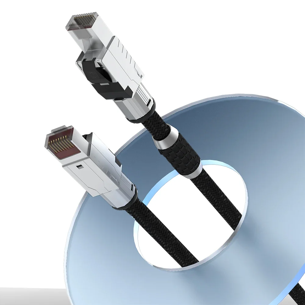 Silver Plated OFC CAT8 RJ45 Network Cable, 40Gbps 2000MHz, Double Shielded HiFi LAN Ethernet Cord for ROON Streamer Audio Player