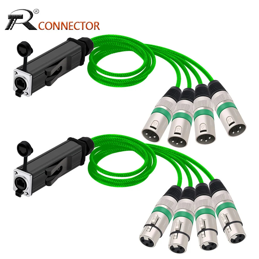 

4-канальный 3-контактный многосетевой приемник XLR к RJ45 CAT5 удлинитель аудиокабеля XLR сплиттер для сценических студийных смесителей