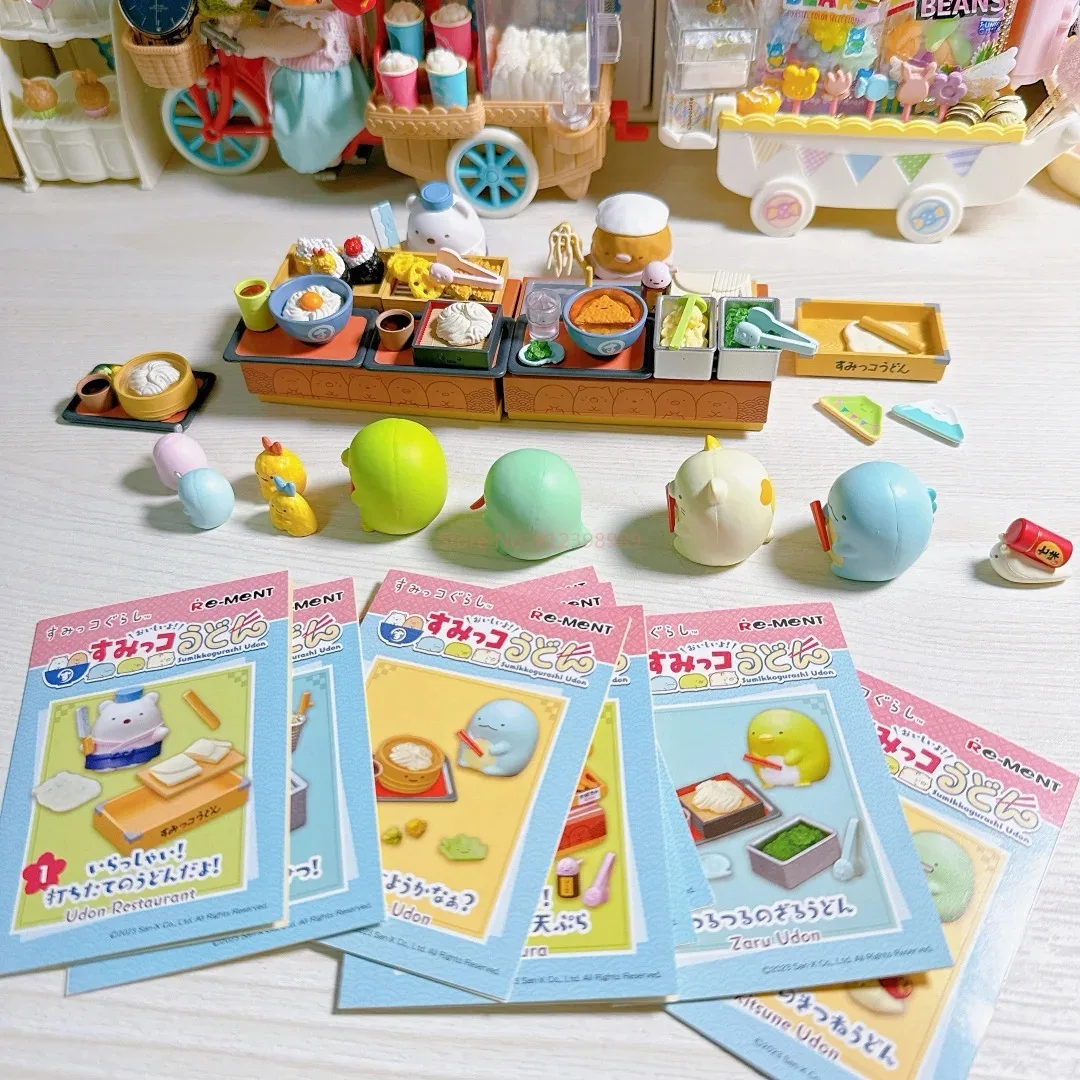 リーメントオリジナル 8 個すみっコぐらしうどんブラインドボックスアニメアクションフィギュアおもちゃ子供のためのギフトグッズモデル装飾品おもちゃ