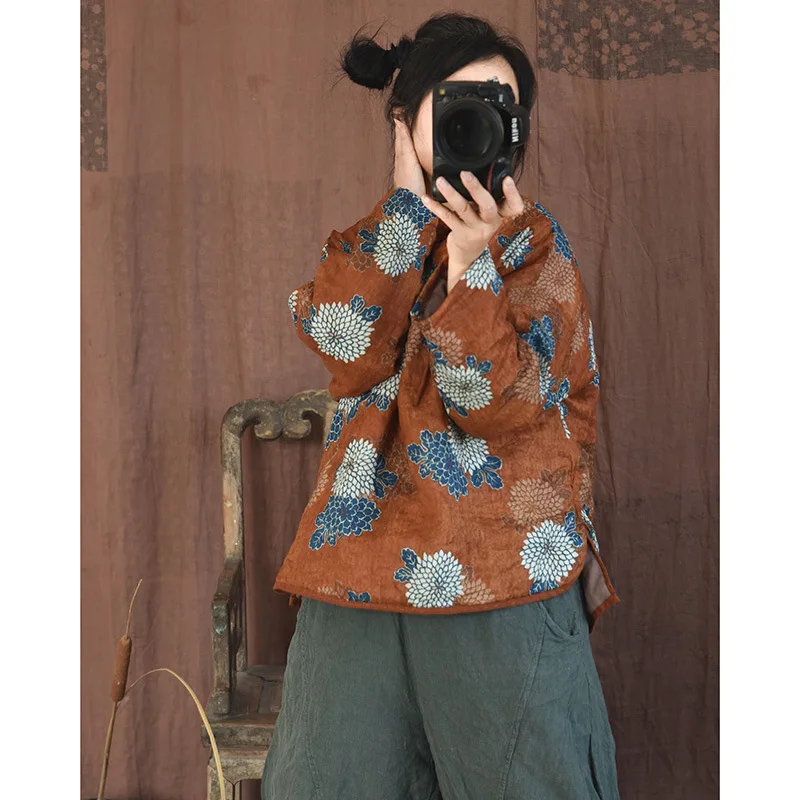 

Оригинальный дизайн: Женский хлопковый жилет с длинным рукавом, льняным принтом, теплый, в стиле ретро, на пуговицах, синий