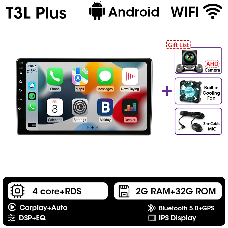Srnubi autoradio voor Ford Focus 2 3 Mk2 Mk3 2004-2011 draadloze Carplay scherm 2 Din multimediaspeler Android Auto DVD GPS head unit