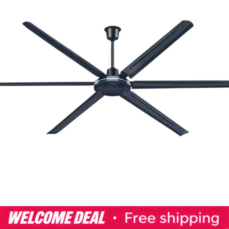 80 Inch Industrial Ceiling Fan High Power Large Wind 2M Oversized Black Electric Fan Wall Control for Factory Workshop Warehouse