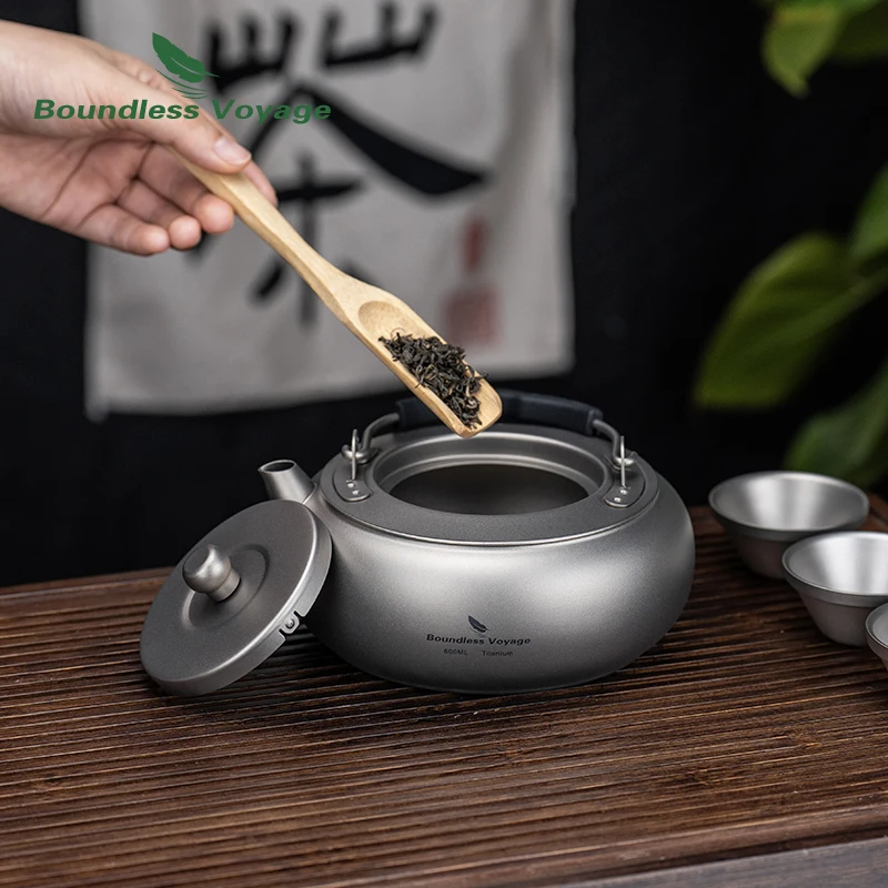 Boundless Voyage 600ml Portable Camping Kettle Titanium Tea Pot