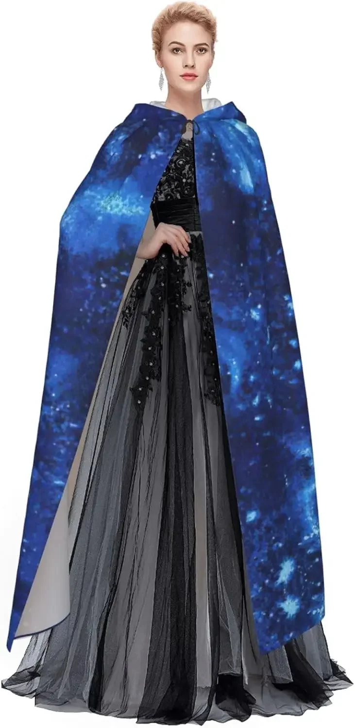 Customization Blue Universe Space Galaxy Adults Hooded Cloak With Halloween Christmas Witch Cape Robe Costume Party Supplies