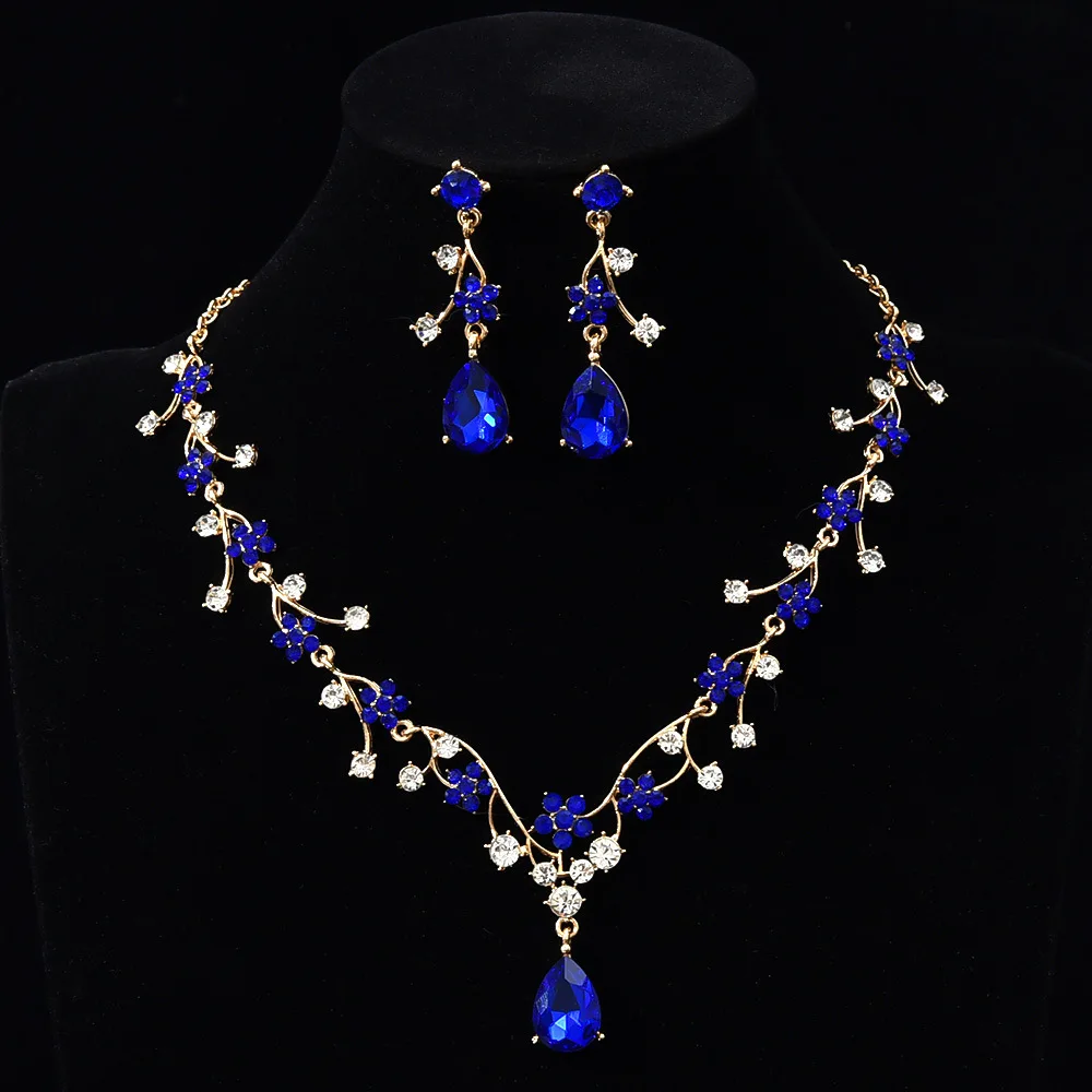 Luxuriöses Zirkon-Blumen-Anhänger Halskette und Ohrringe Schmuckset für Damen, Zierliche Kristall-Tropfen-Ohrringe Accessoires – Detail 10