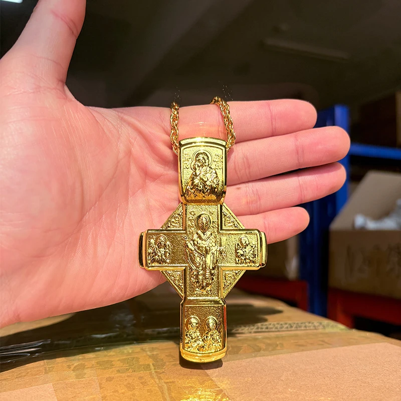 

New Retro Cross Pendant Necklace Fashionable Versatile Men's Choker Trendy Individuality Alloy Material Artistic Vintage Style