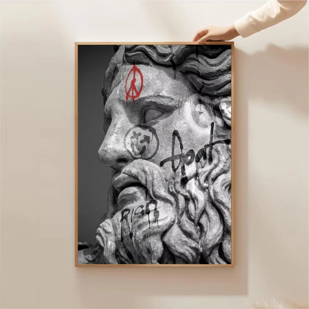 David-Statue, Graffiti-Kunst, Leinwandgemälde, David-Kopfskulptur, Poster und Drucke, Straßen-Wandkunst, Bilder zur Raumdekoration – Detail 4