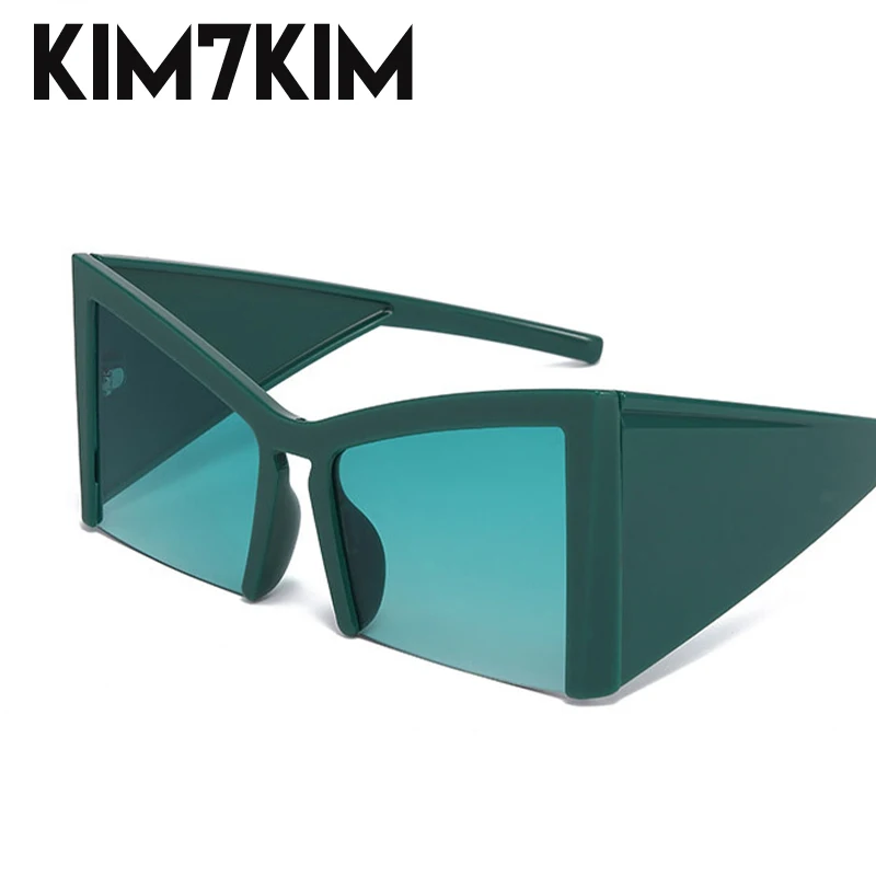 Oversized Cat Eye Sunglasses Women 2024 Trends Luxury Brand Designer Ciberpunk Semi Rimless Sun Glasses Men Y2k Shades Eyewear