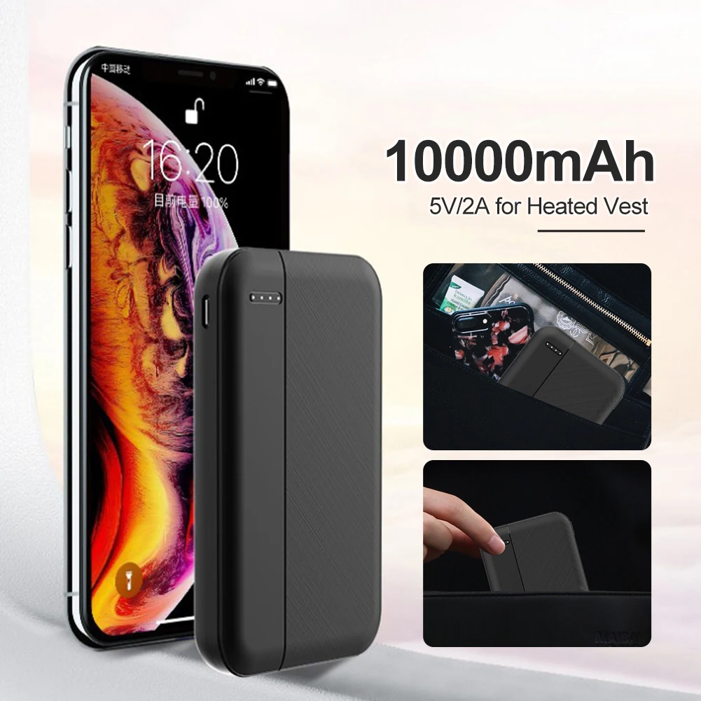 5000mAh/10000mAh Power Bank Charger External Battery Overvoltage Protection For Heating Vest Jacket Socks Gloves Jump Starter