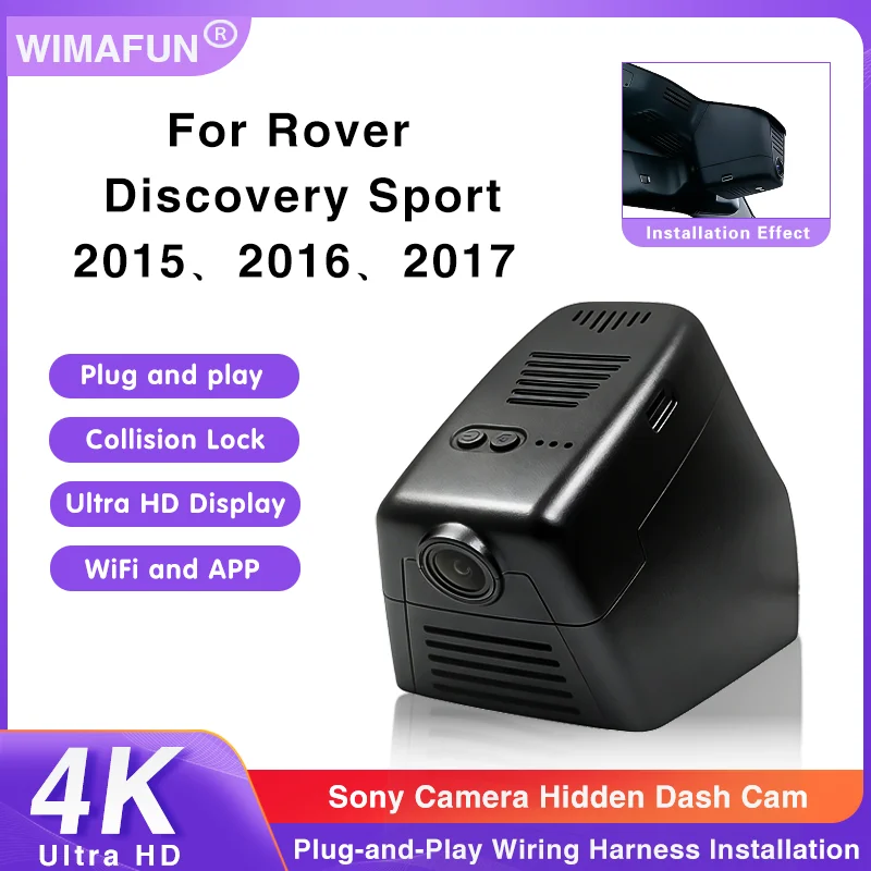 4K Ultra HD Sony Dash Cam for Rover Discovery Sport 2015-2017 WiFi Plug And Play Car Dash Camera with Collision Lock Feature