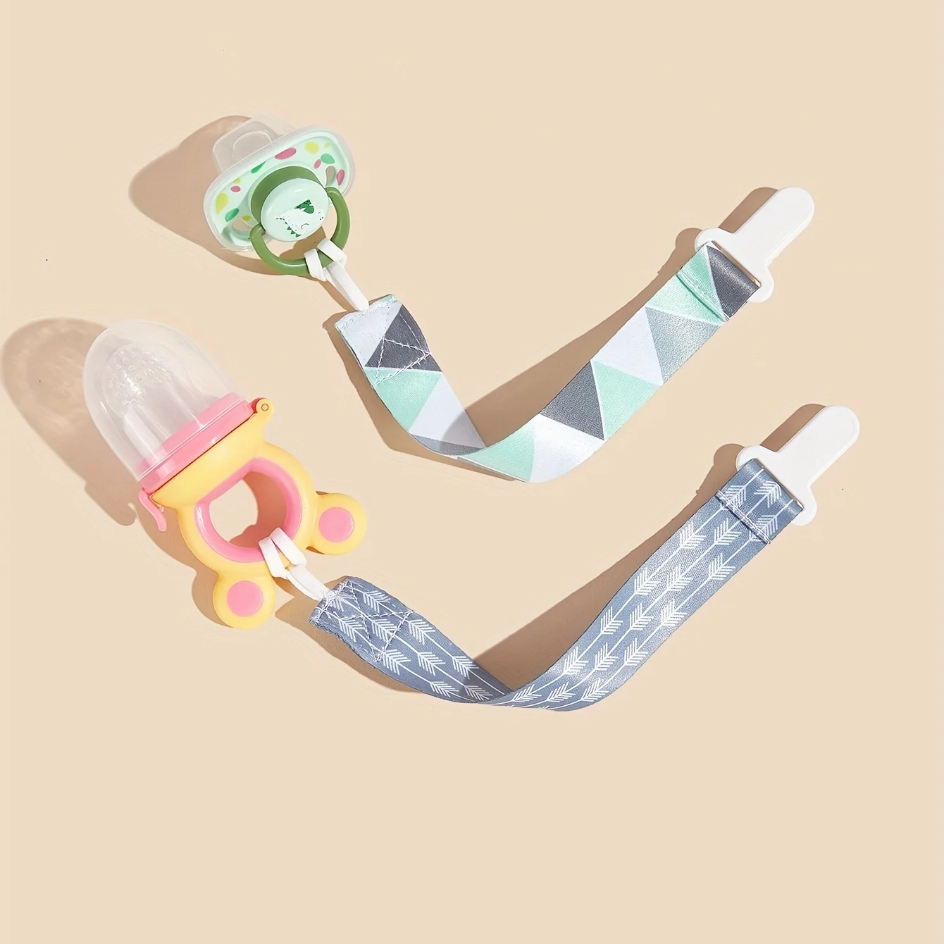 4Pcs/1pc Baby Pacifier Clips|Pacifier Chain Holder|Universal Soother Clips with Plastic Clasp for Easy Teething|Ideal Gift image 4