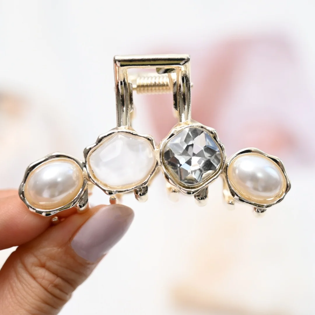 سرطانات الشعر الهندسية للفتيات والنساء ، مشبك شعر من الأحجار الكريمة الصناعية ، أغطية رأس بلون معدني ، شعر طويل ، موضة جديدة