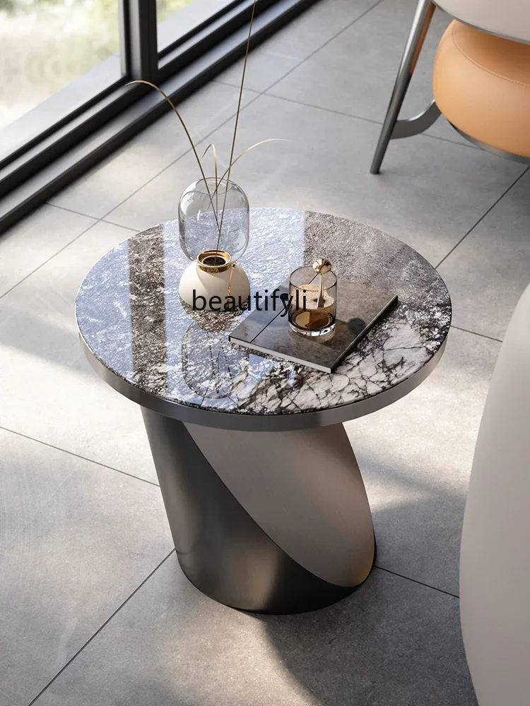 Stone Plate Corner Table Minimalist High-End Villa Creative Designer Model Light Luxury Side Table Table Sofa Living Room