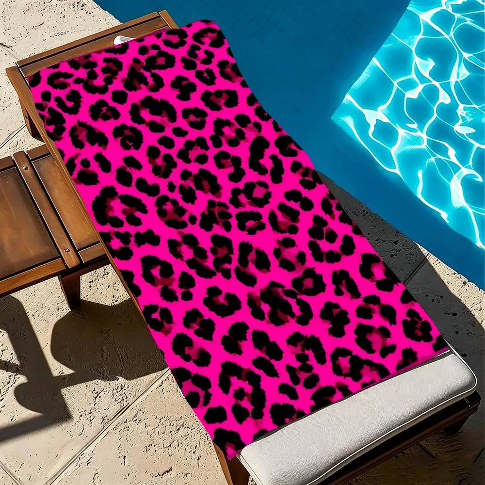 Pattern Y-Y2K Pink Leopard Lip Print Towel Towel beach towel, quick drying absorbent bath towel for Swim,Gym,Camping,Outdoor hot