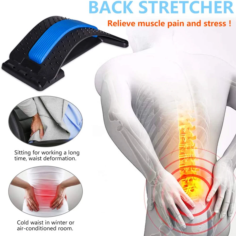 Adjustable Lumbar Back Massager Posture Corrector Multi-Level Spine Back Stretcher Support for Humpback Scoliosis Herniated Disc