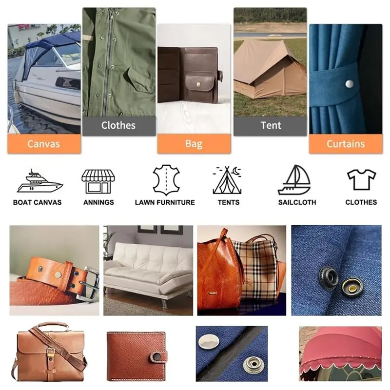 AC23-For Fabric, Boat Cover Canvas Tarp Leather Clothing Heavy Duty Snap Fastener Tool Kit With Snap Button Setter
