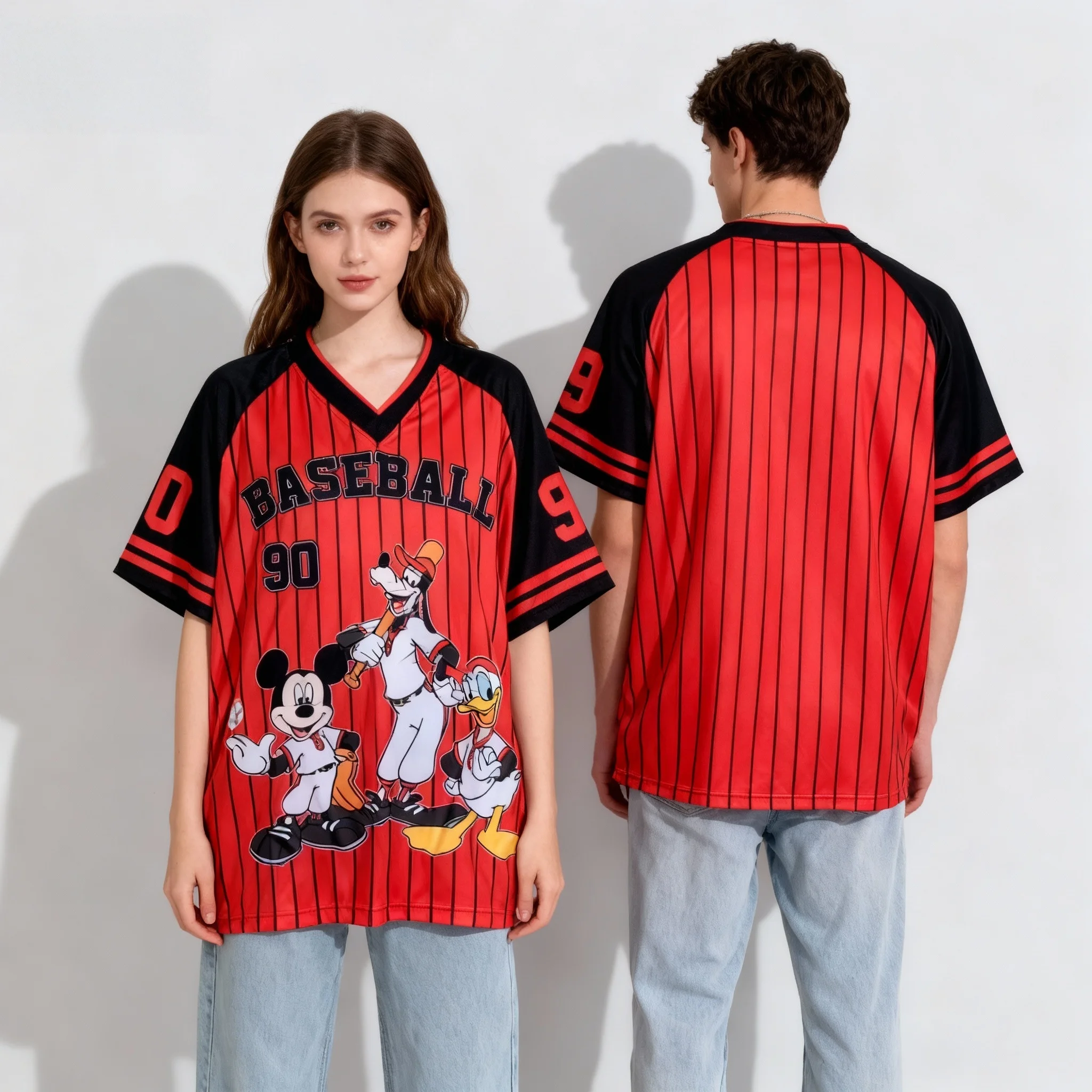 

Летняя анимация Диснея, полная серия, Микки Гуфи, милая крутая уличная рубашка, супер большие женские горячие товары для взрослых и детей