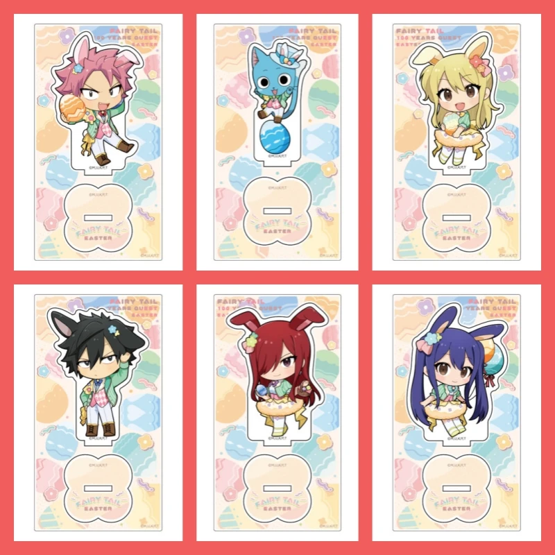 

Fairy Tail Bunny Mini Acrylic stand Natsu Lucy Gray Erza figure Stand Plate Cosplay Prop Decor Cartoons present Fans Gifts 10cm