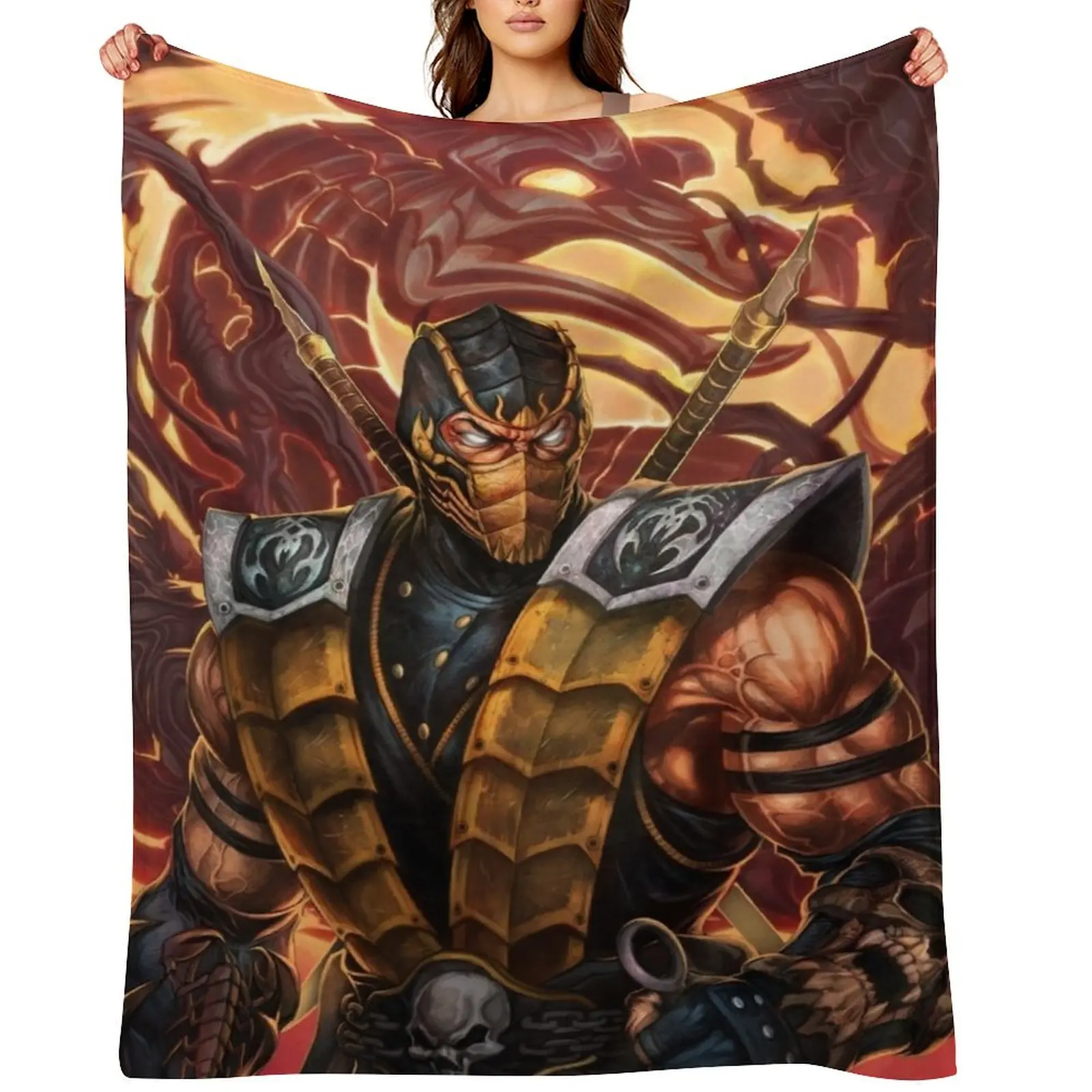 

Scorpion Mortal Kombat Throw Blanket Plush Bed Fashionable funny gift Comforter Blankets