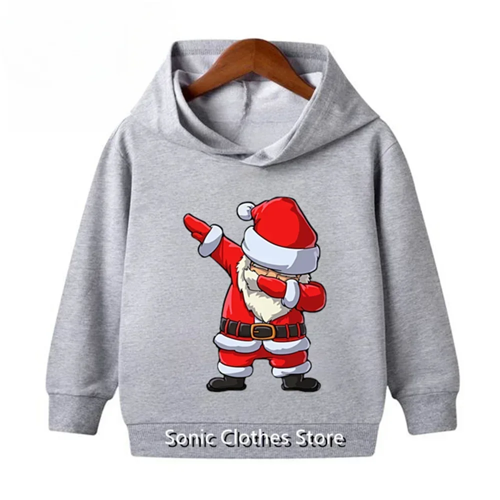 Christmas Santa Claus Hoodies 3D Print Sweatshirts Boys Girls Unisex Hooded Sweatshirt Kids Fashion Cartoons Oversized Coat