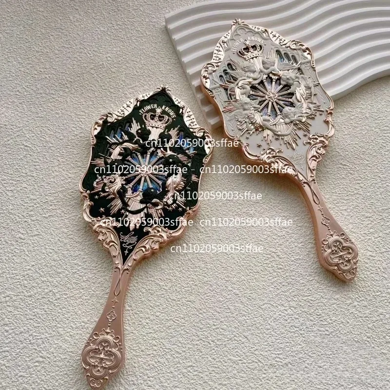 

Exquisite Relief Luxurious Retro Style Vanity Delicate Makeup Tools Flower Knows Little Angel Series Handheld Mirror Pocket
